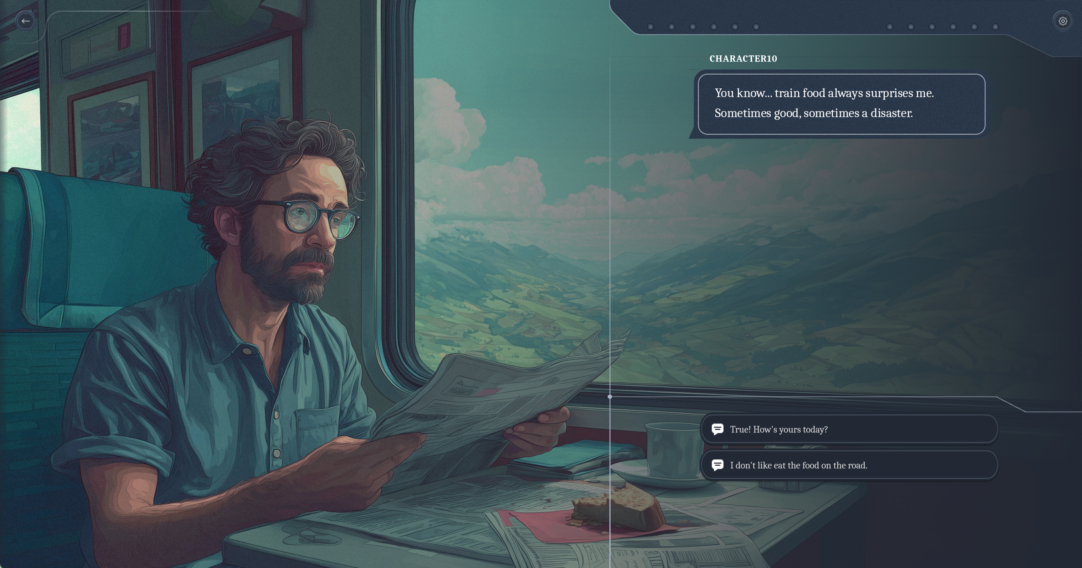 A man sitting in a train reading a newspaper and talking about the food found on a train.